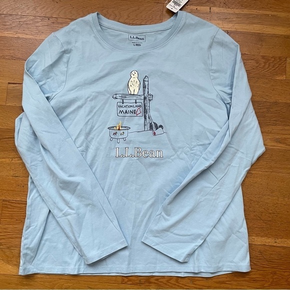 L.L. Bean Women’s Vacationland Maine Long Sleeve PJ Top large - Picture 1 of 5